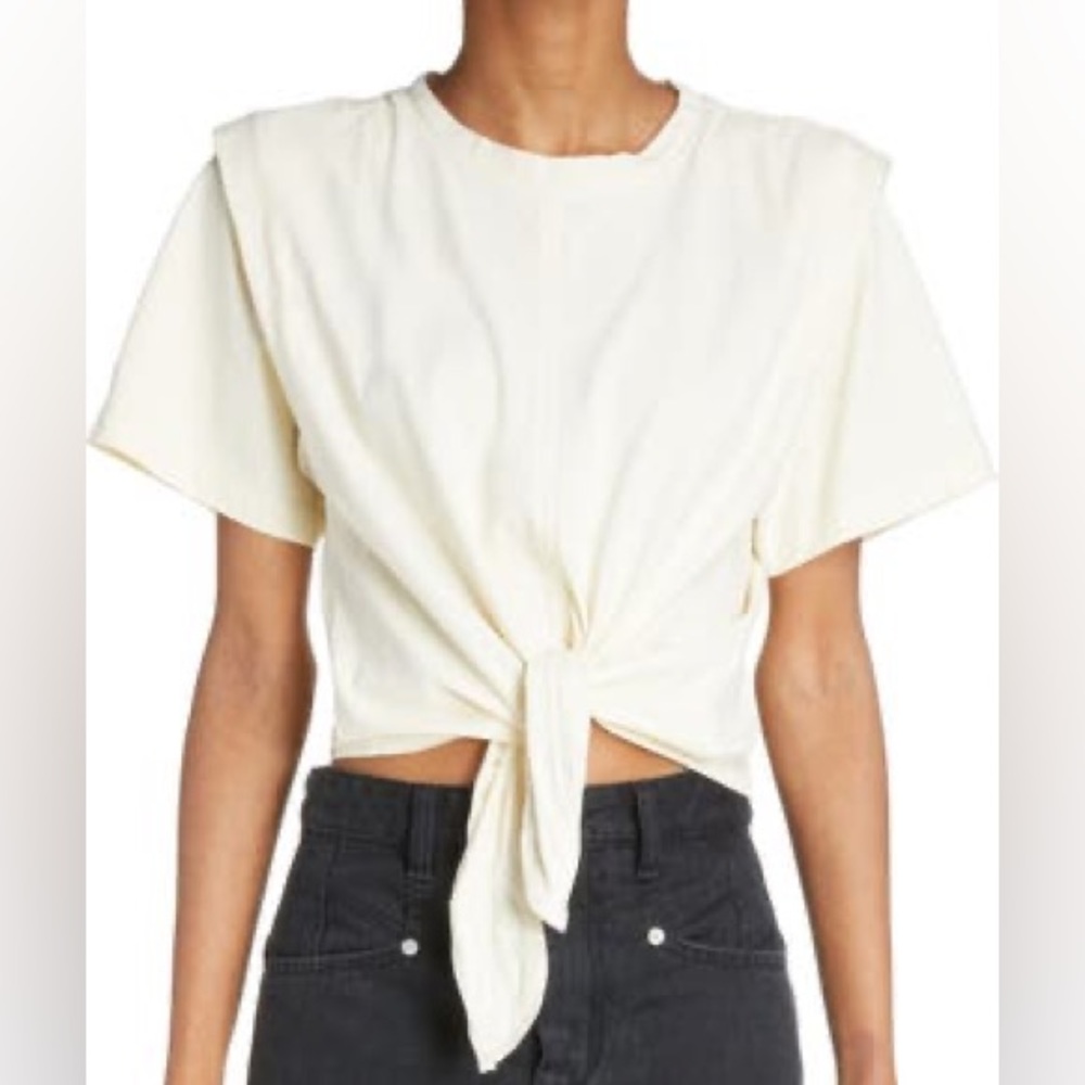 Isabel Marant Zelikia tie front t-shirt - Ecru size Medium